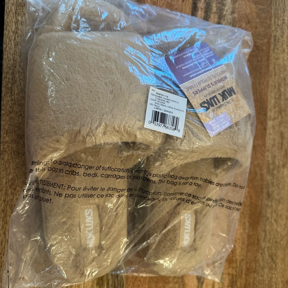 Muk Luks Kirstey Irish Cream Faux Fur Slippers